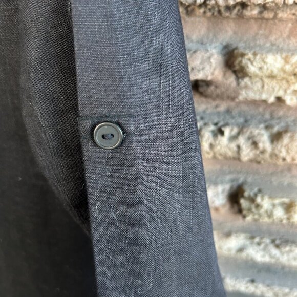 Sunny Leigh Vintage 100% Linen Black Embroidered Tunic Shirt Blouse Size Small - Picture 2 of 9